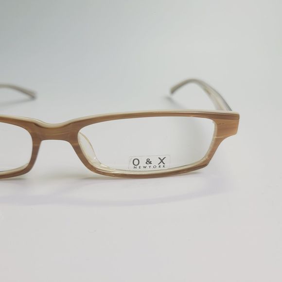 O&X New York OP-41 eyeglasses beige brown rectangular full frame 53-17 140 C7 - Picture 6 of 11